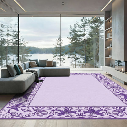 Purple Floral Vine Border Rug