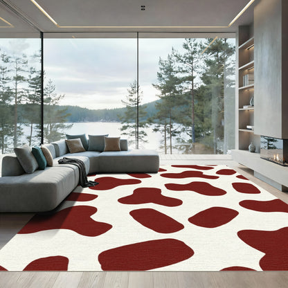 Brown White Spotted Abstract Rug