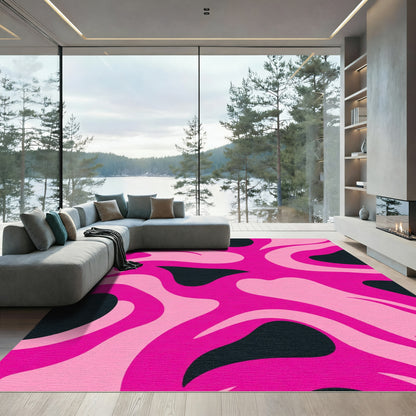 Hot Pink Swirl Camouflage Abstract Rug