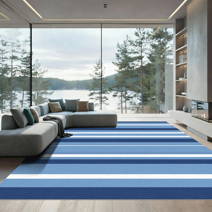Ocean Blue Horizon Stripe Rug