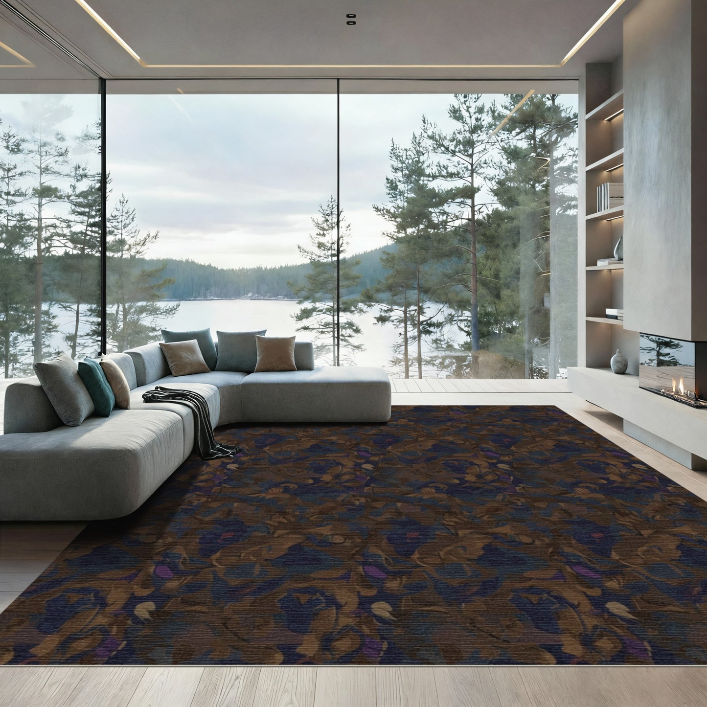 Dark Abstract Camouflage Splatter Rug