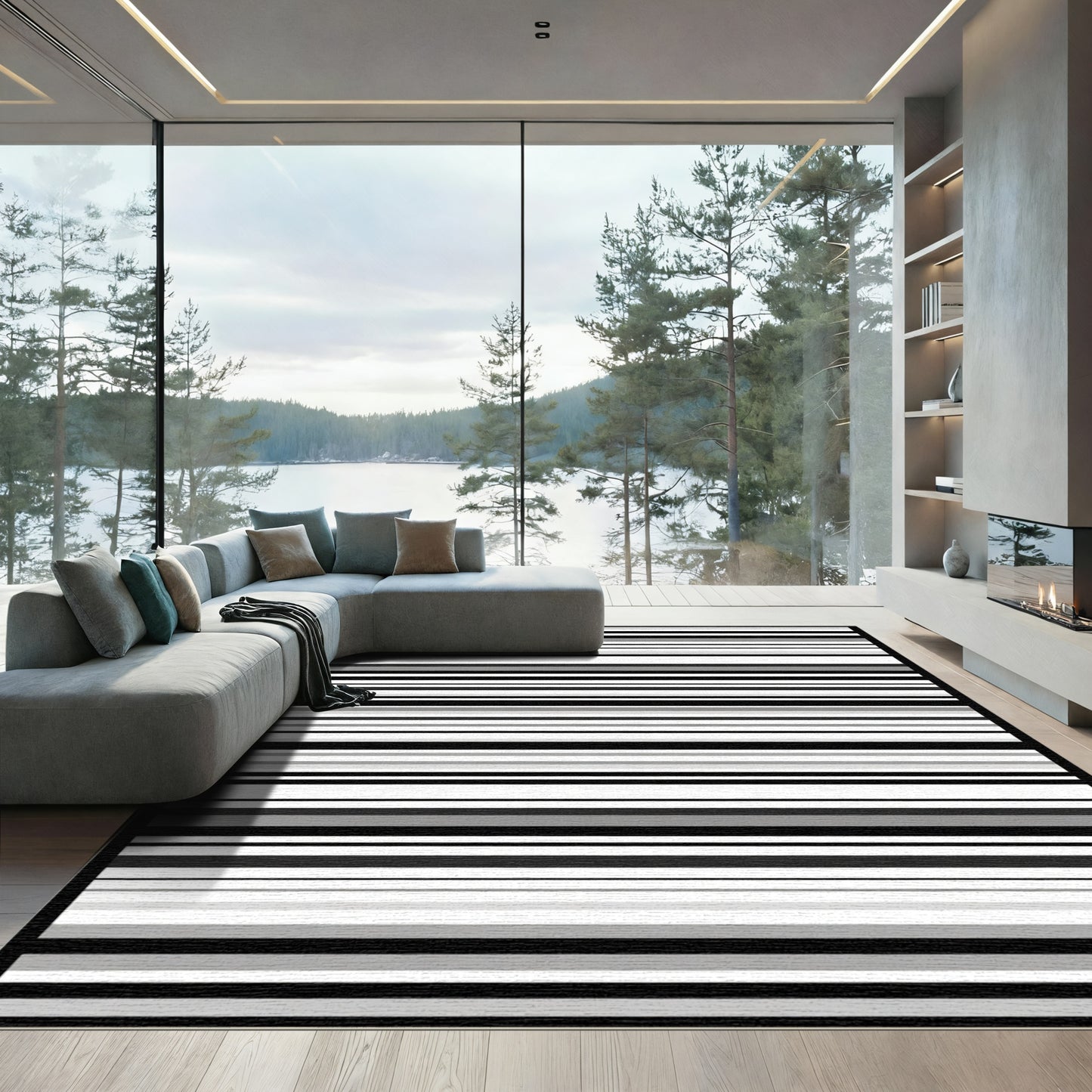 Monochromatic Horizontal Stripe Rug