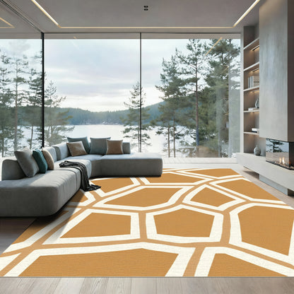 Golden Beige Irregular Animal Print Rug
