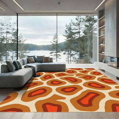 Retro Terra Cotta Organic Shapes Rug