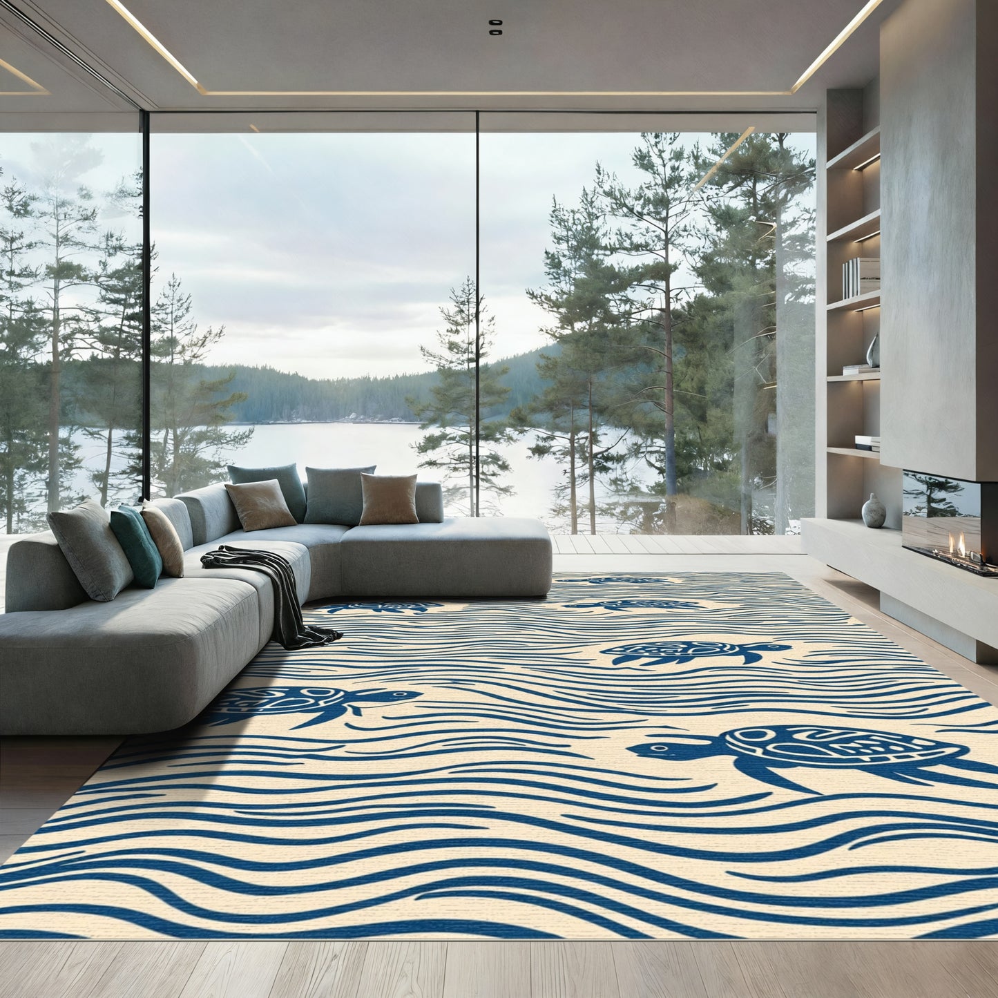 Navy Blue Turtle Wave Harmony Rug
