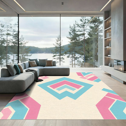 Soft Pink Blue Geometric Accordion Rug