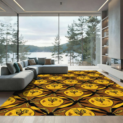Amber Animal Face Floral Repeat Rug