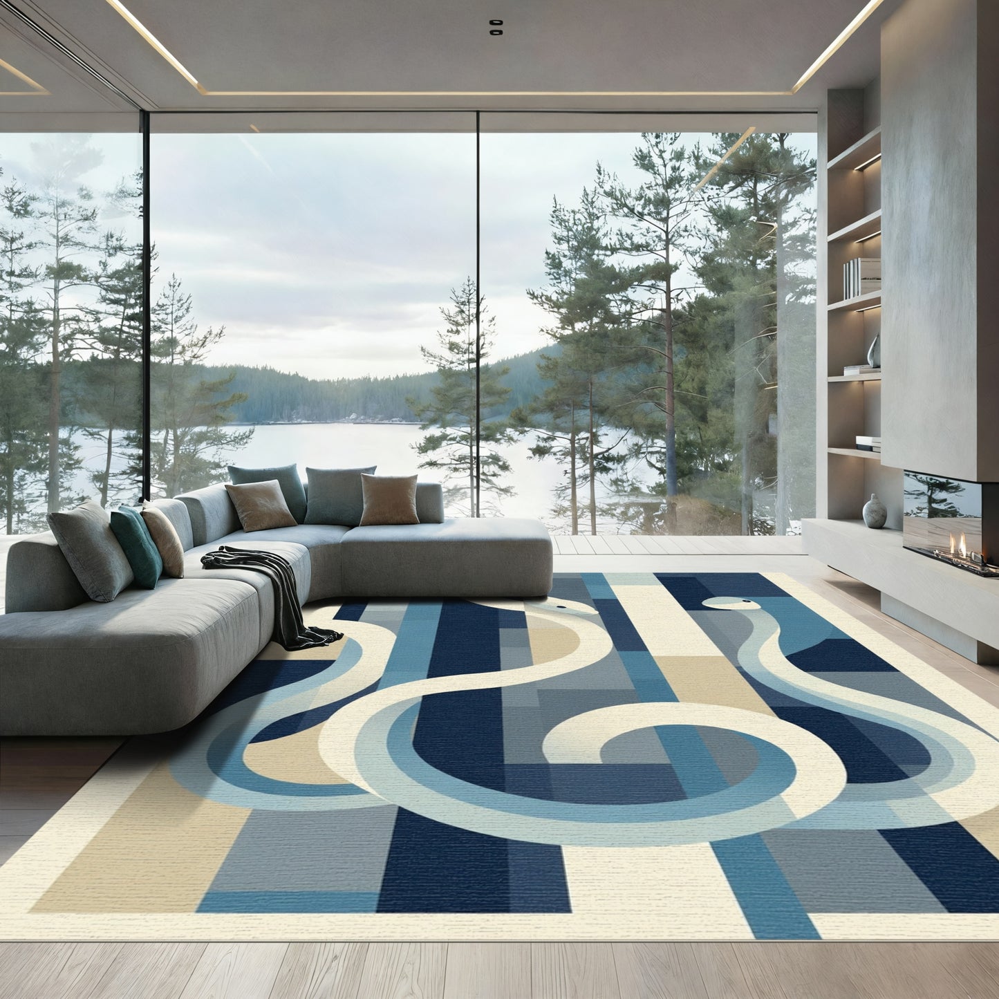 Serpentine Duo Abstract Geometric Rug