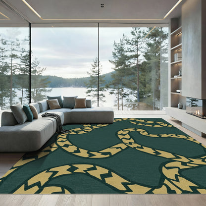 Gold Braided Rope Teal Rug