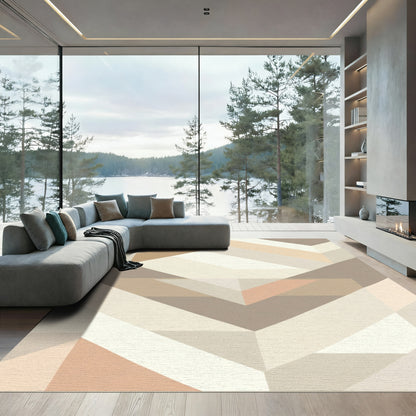Geometric Abstract Terracotta Neutral Rug
