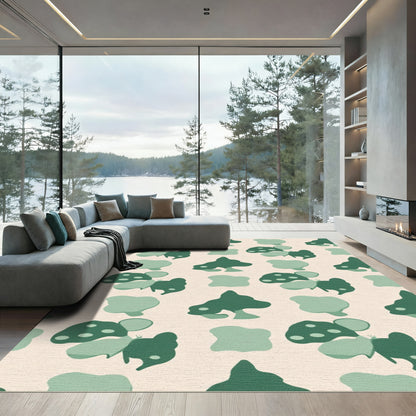 Sage Green Abstract Organic Shapes Rug
