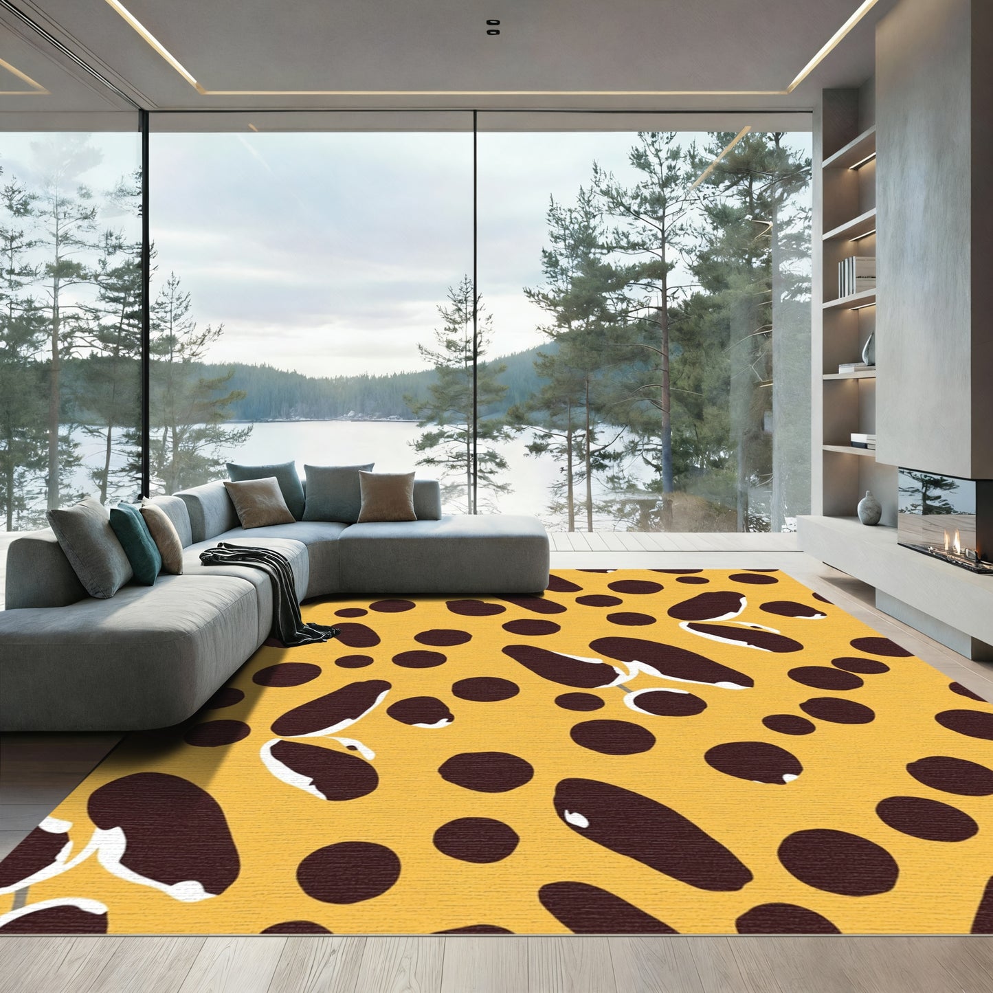 Bold Yellow Brownished Spots Rug