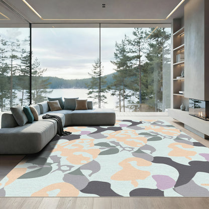 Soft Peach Camo Organic Shapes Tile Rug