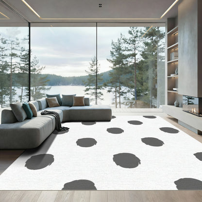 Gray Abstract Brushstroke Dots Rug