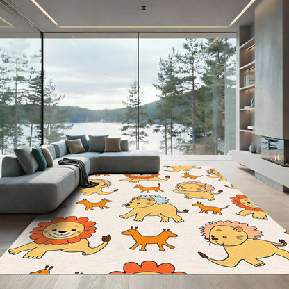 Whimsical Lion Cub Safari Friends Rug