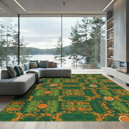 Emerald Orange Organic Geometric Rug