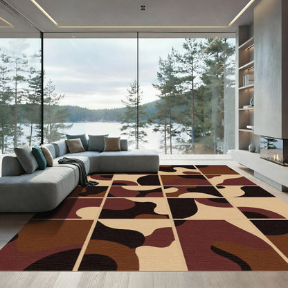 Terra Cotta Organic Abstract Squares Rug