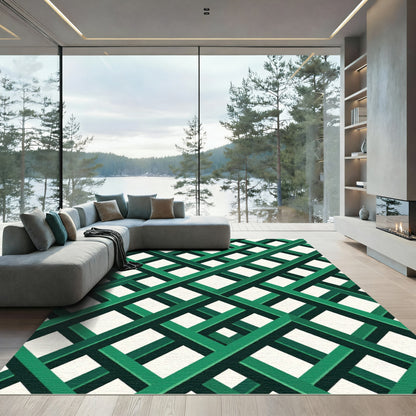 Emerald Green Intersecting Lattice Rug