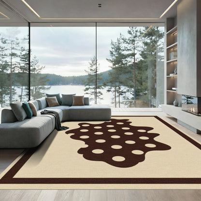 Brown Polka Dot Blob Frame Rug