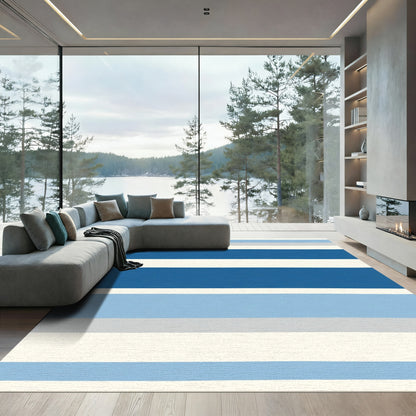 Varied Blue And White Stripe Rug
