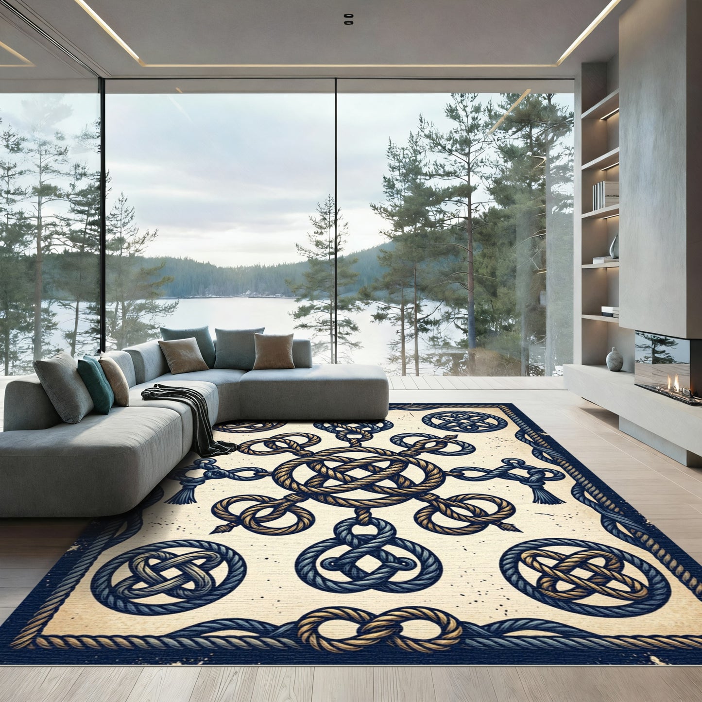 Nautical Rope Knot Ensemble Rug