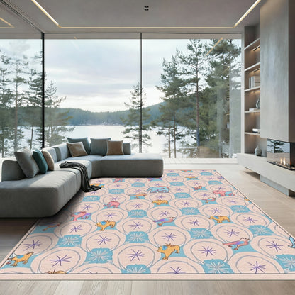 Whimsical animal and floral arrangement Rug