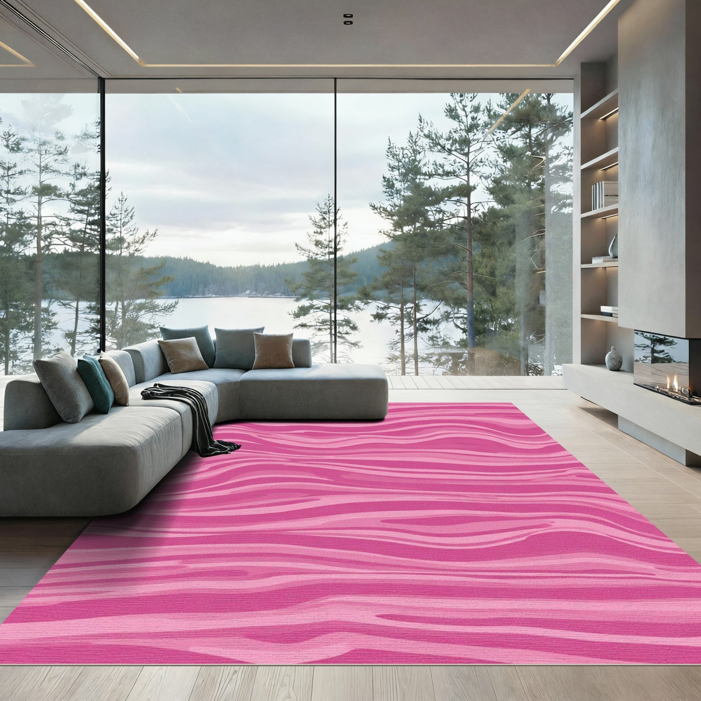Pink Zebra Stripe Abstract Rug