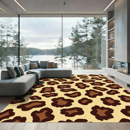 Golden Brown Spots Animal Print Rug