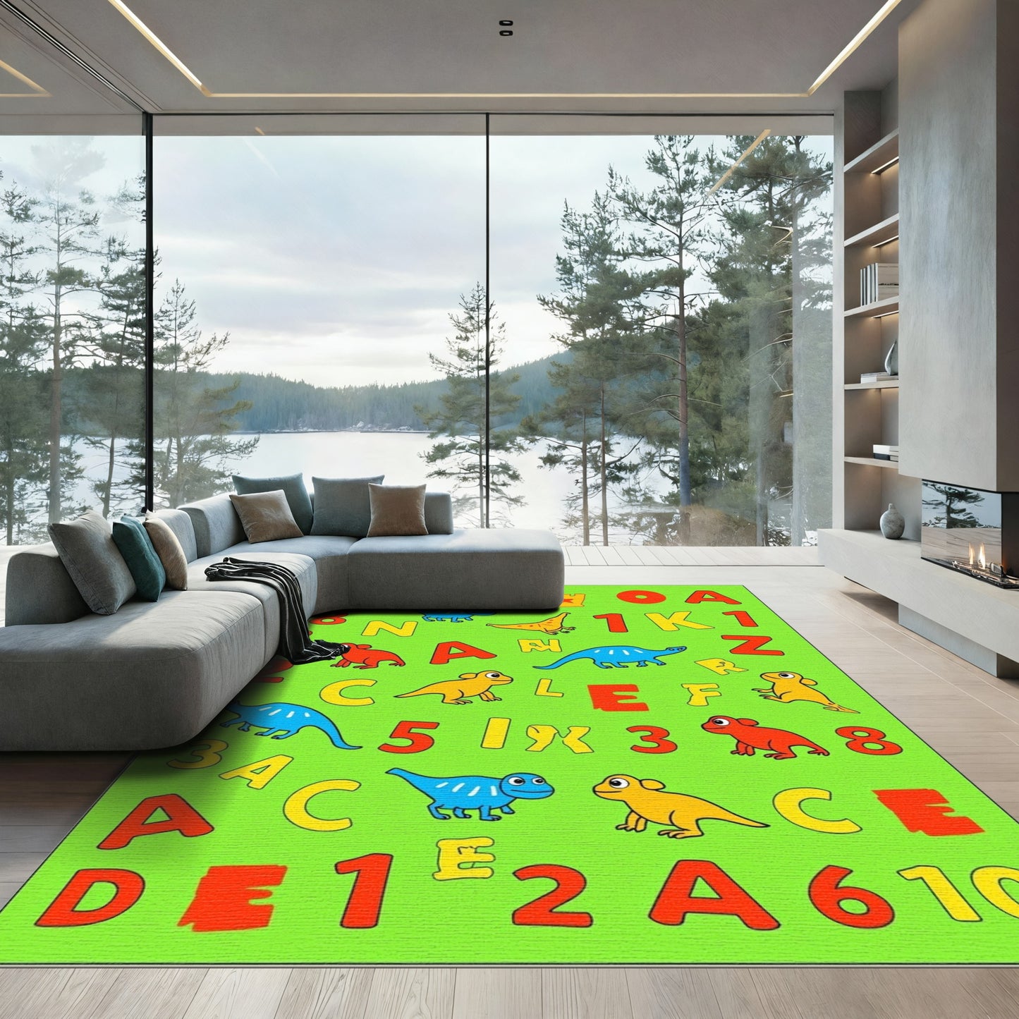 Dinosaur Alphabet Collage Rug