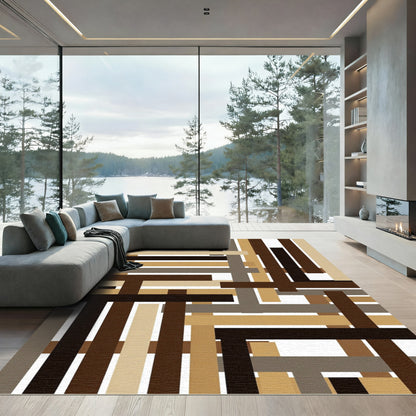 Chic Earthy Interlocking Stripes Rug