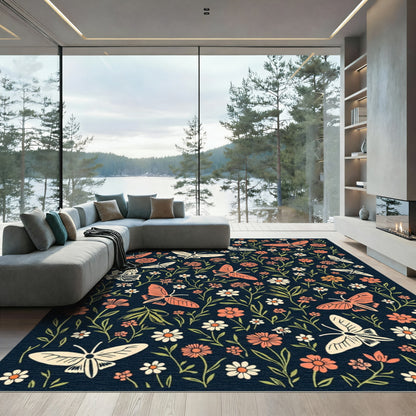 Coral Butterfly Garden Meadow Rug