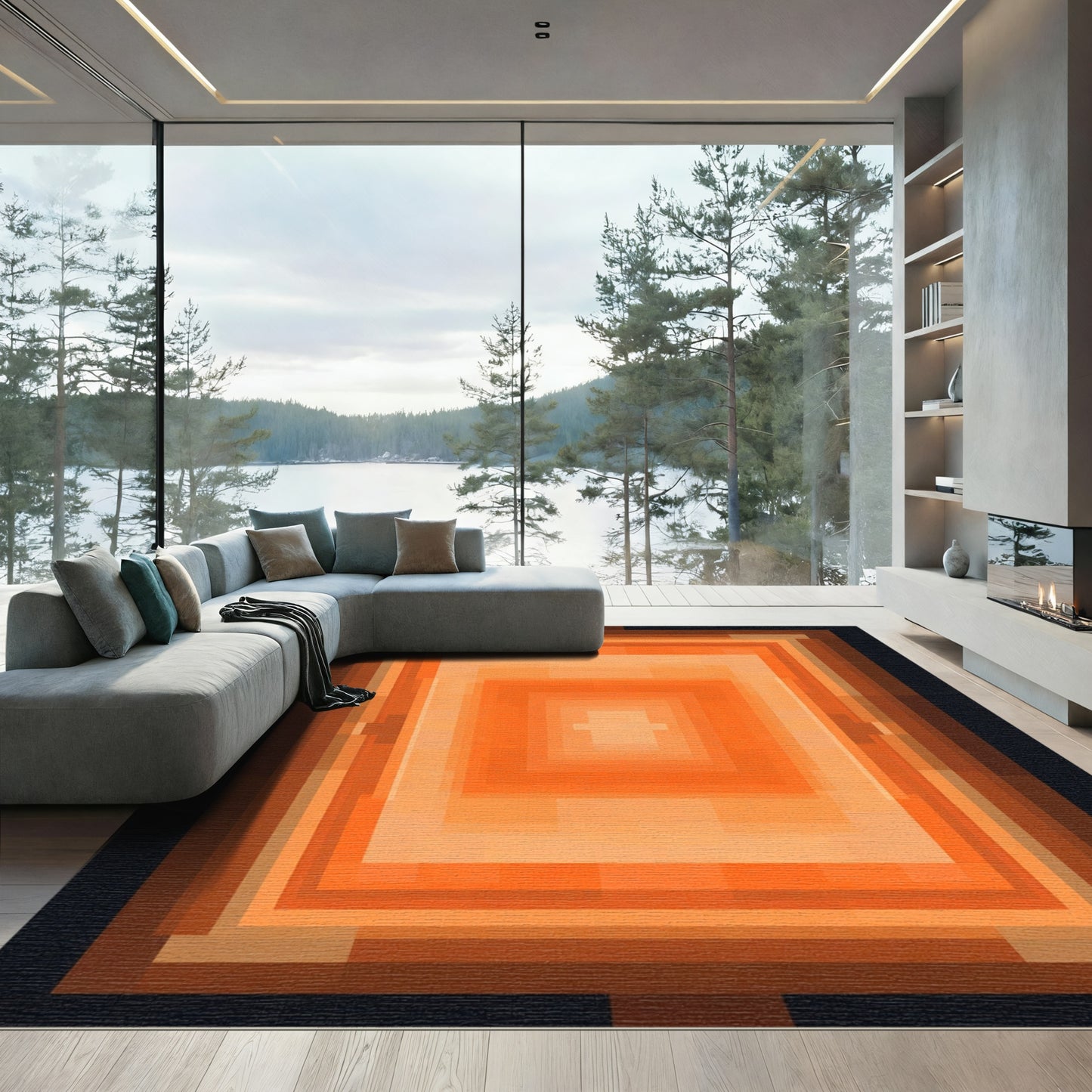 Warm Orange Squared Gradient Rug