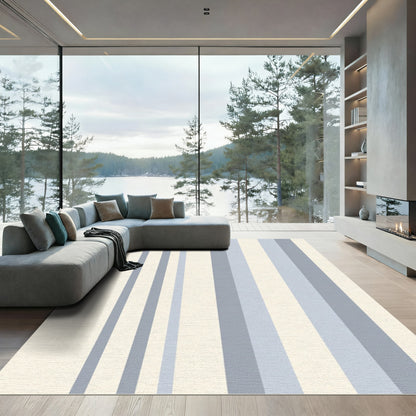Soft Cream Blue Vertical Lines Rug