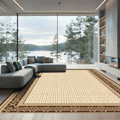 Warm Beige Ornate Lattice Rug