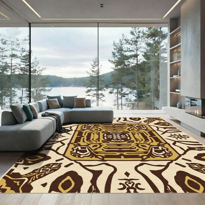 Tawny Brown Tribal Animal Medallion Rug