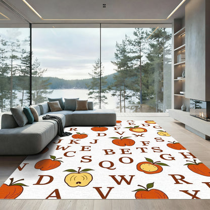 Whimsical Apple Alphabet Composition Rug