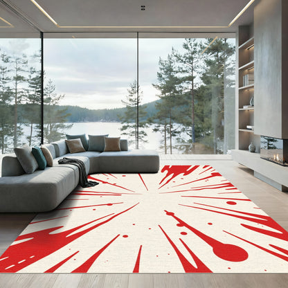 Bold Red Splatter Explosion Rug