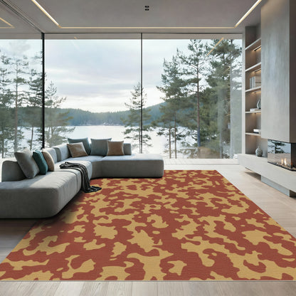 Terracotta Camouflage Organic Texture Rug