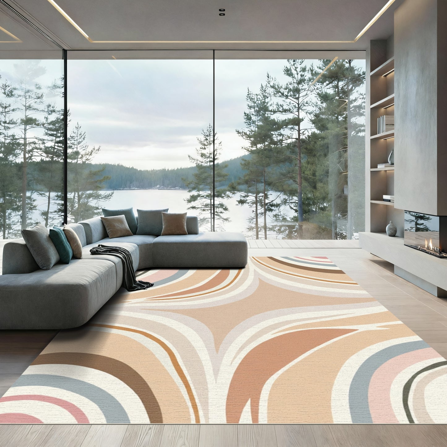 Earthy Tones Soft Swirls Rug