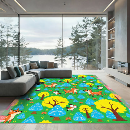 Whimsical Fox Forest Friends Garden Rug