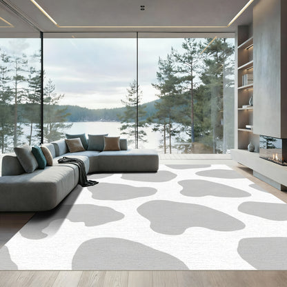 Soft Gray Abstract Spots Rug