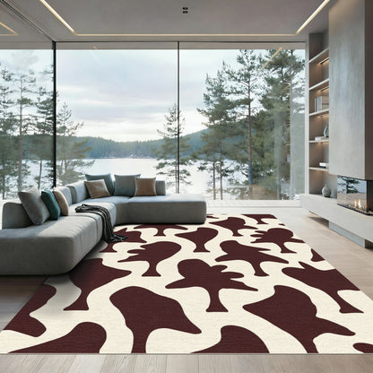 Brown Cream Abstract Blotchy Tree Shapes Rug
