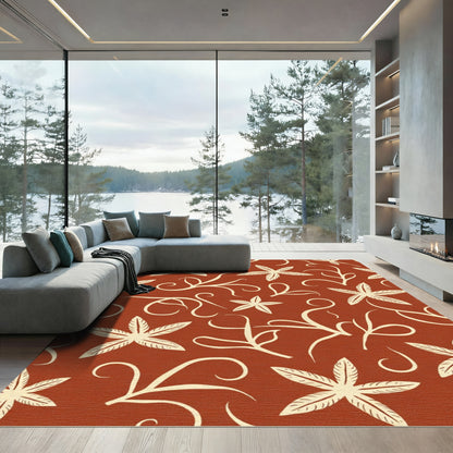 Terracotta Twisting Vine Floral Rug