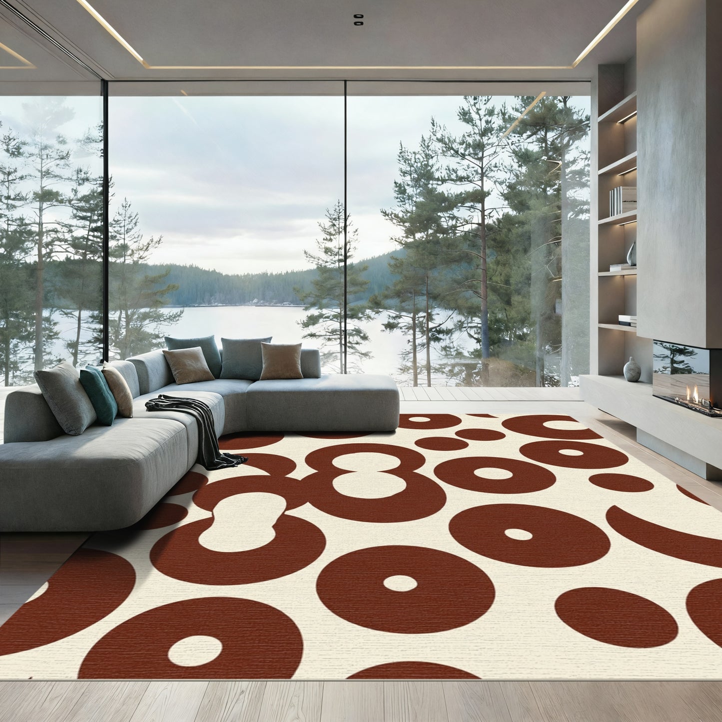 Retro Chocolate Brown Circles Rug
