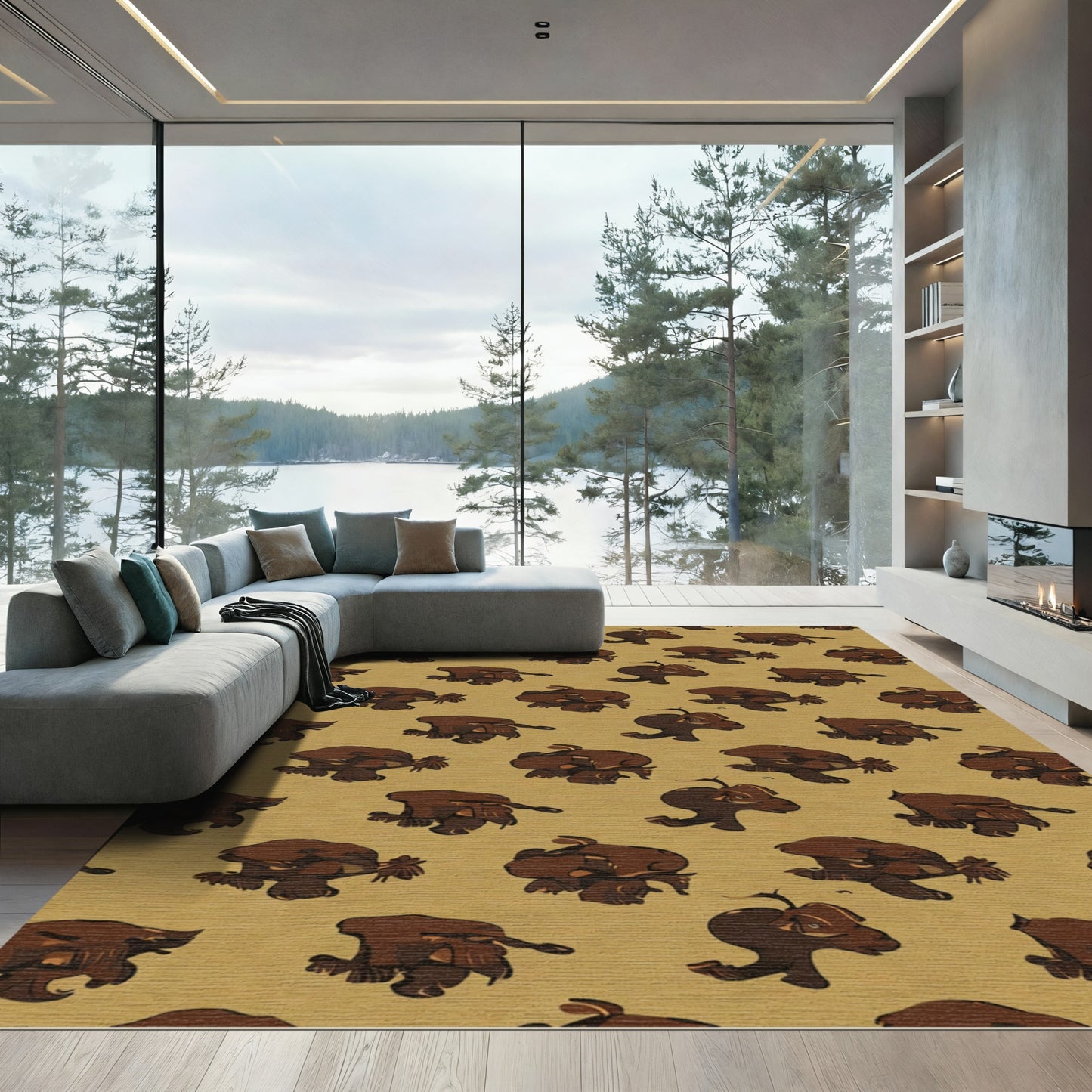 Brown Bison Rodeo Repeat Rug