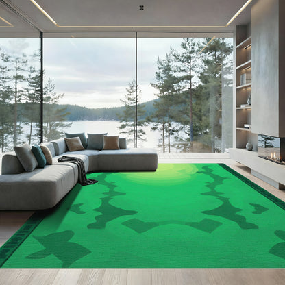 Ethereal Green Abstract Organic Shapes Rug