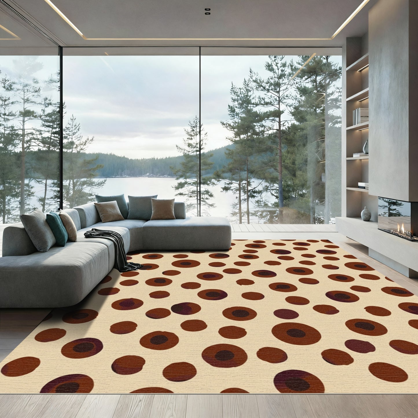Creamy Earthy Polka Dot Scatter Rug