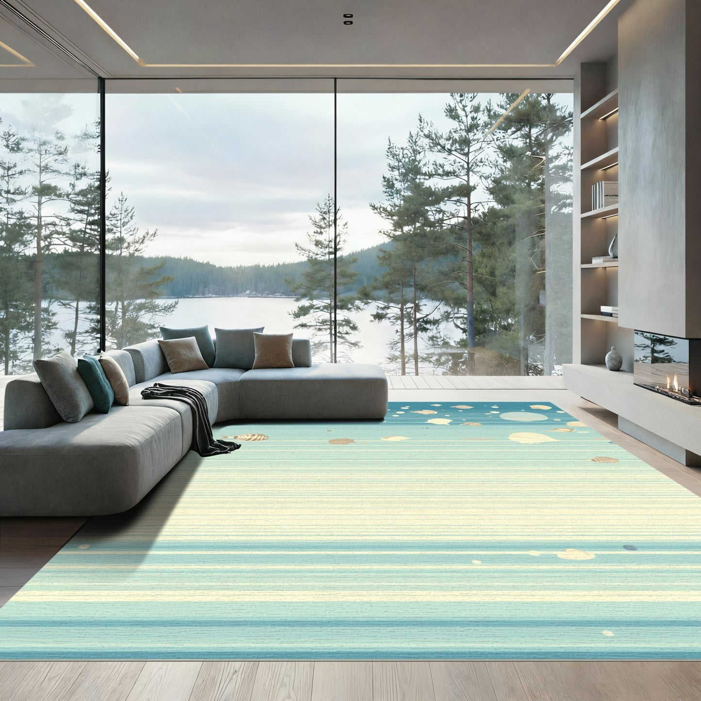 Coastal Seashell Stripe Arrangement Rug