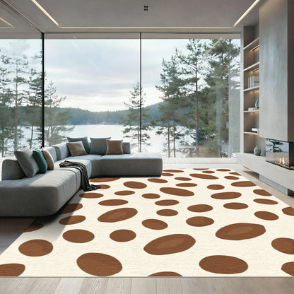 Brown Oval Spotty Composition Rug