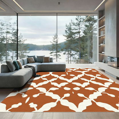 Terracotta White Organic Trellis Rug